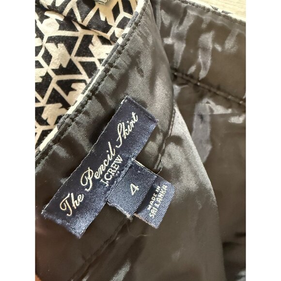 J. Crew Black & White Geometric Print Pencil Skirt Size 4‎ - Picture 8 of 8